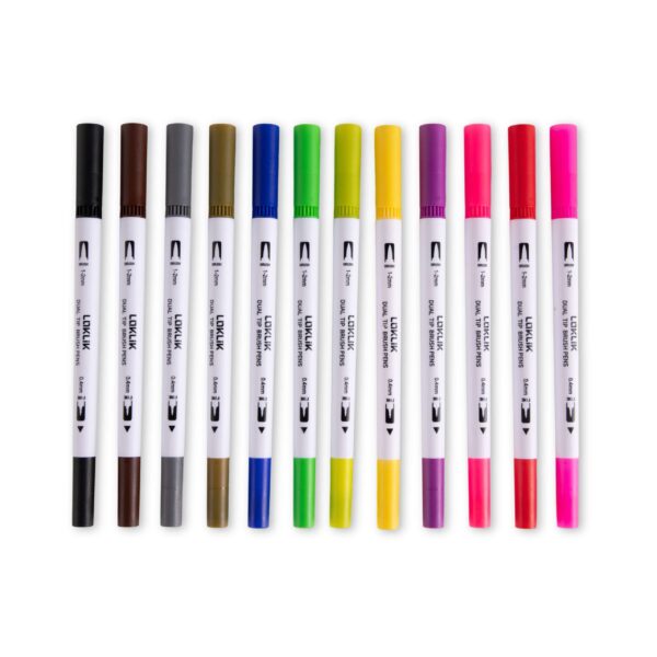 LOKLiK-Dual-Tip-Brush-Pens-12-Colors-31032