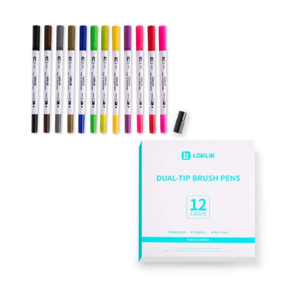 LOKLiK-Dual-Tip-Brush-Pens-12-Colors-31032_1